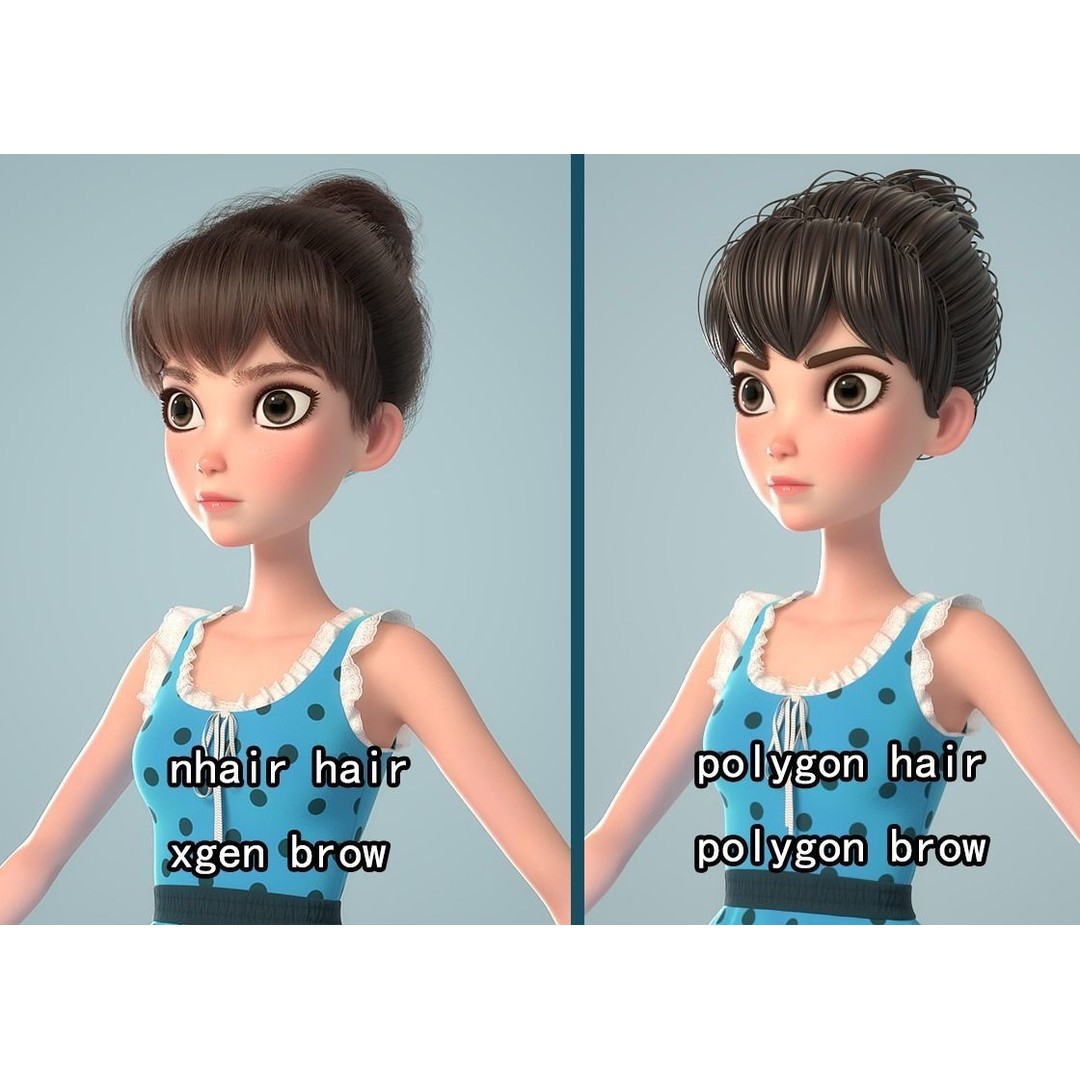 Cartoon Girl 3D Model – Rigged Character with PBR Textures, FBX - View 24