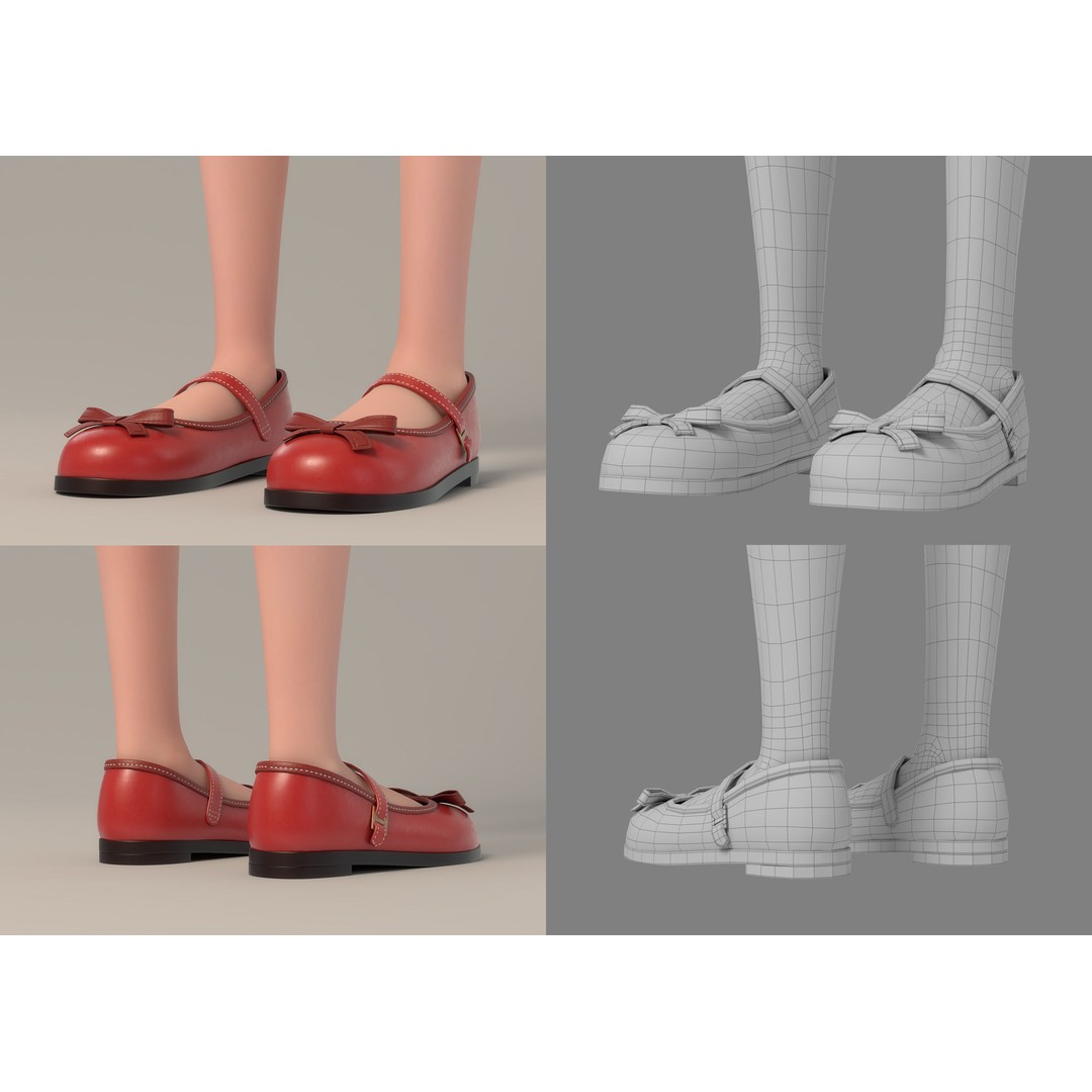 Cartoon Girl 3D Model – Rigged Character with PBR Textures, FBX - View 26