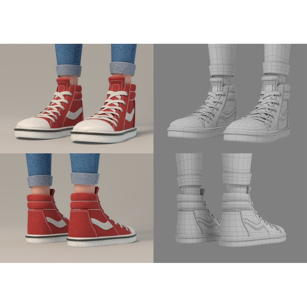 Cartoon Girl 3D Model – Rigged Character with PBR Textures, FBX - View 27