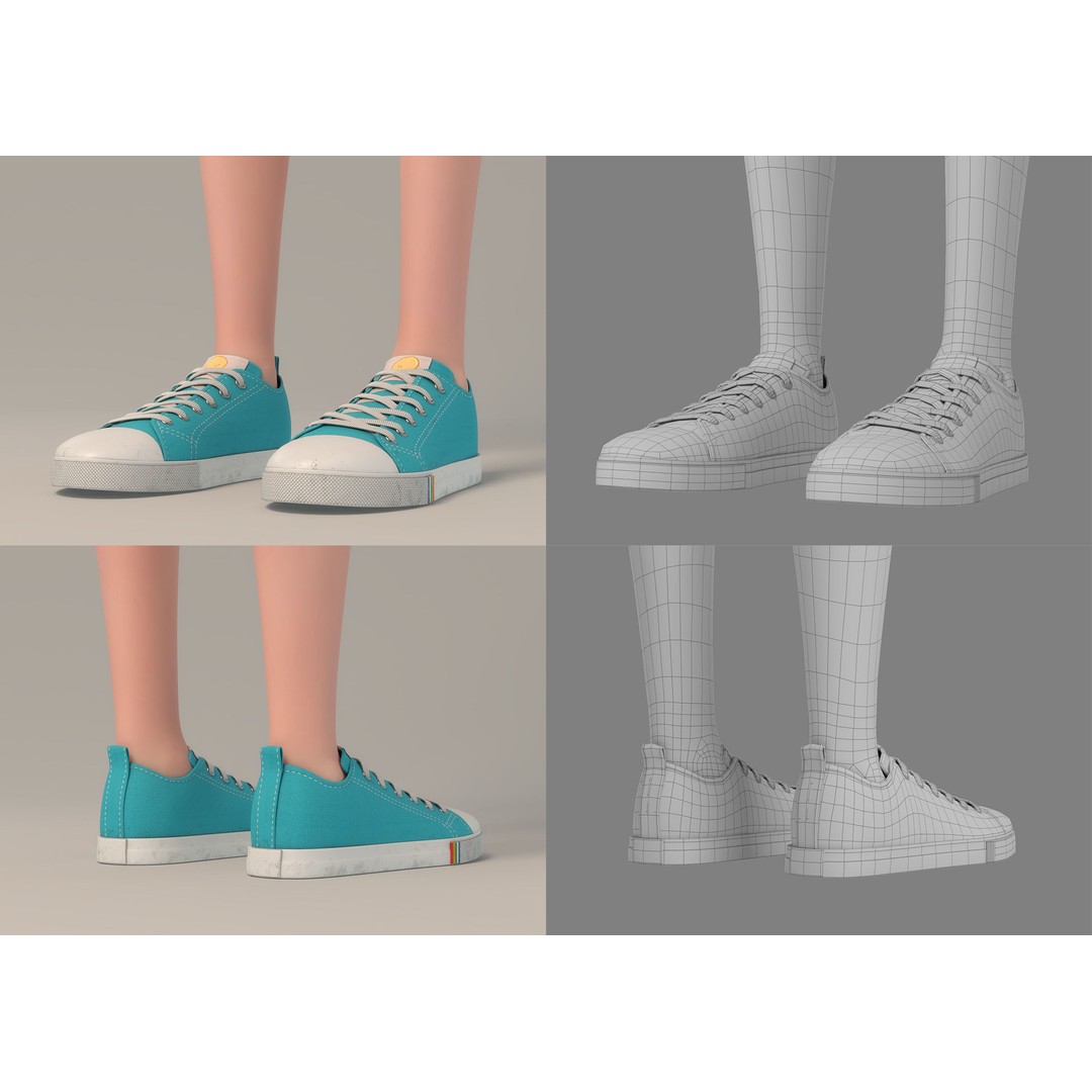 Cartoon Girl 3D Model – Rigged Character with PBR Textures, FBX - View 28