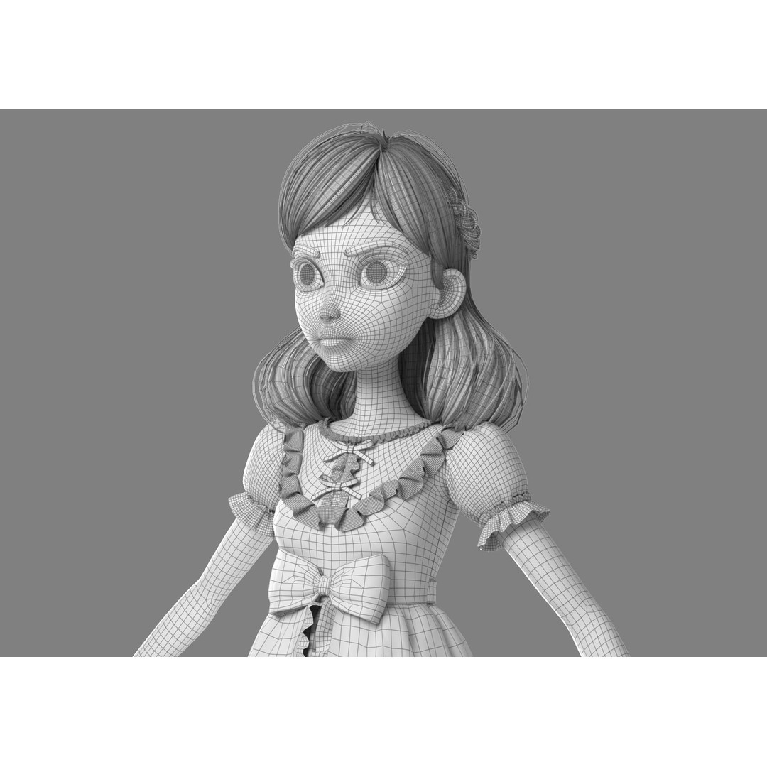 Cartoon Girl 3D Model – Rigged Character with PBR Textures, FBX - View 30