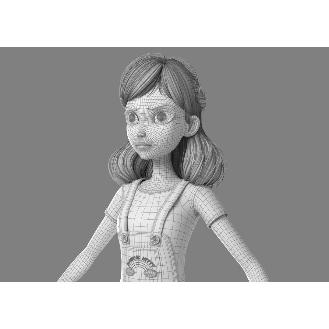 Cartoon Girl 3D Model – Rigged Character with PBR Textures, FBX - View 33