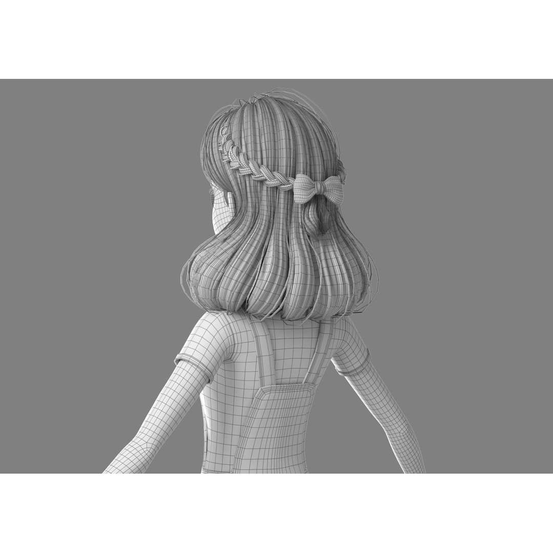 Cartoon Girl 3D Model – Rigged Character with PBR Textures, FBX - View 34