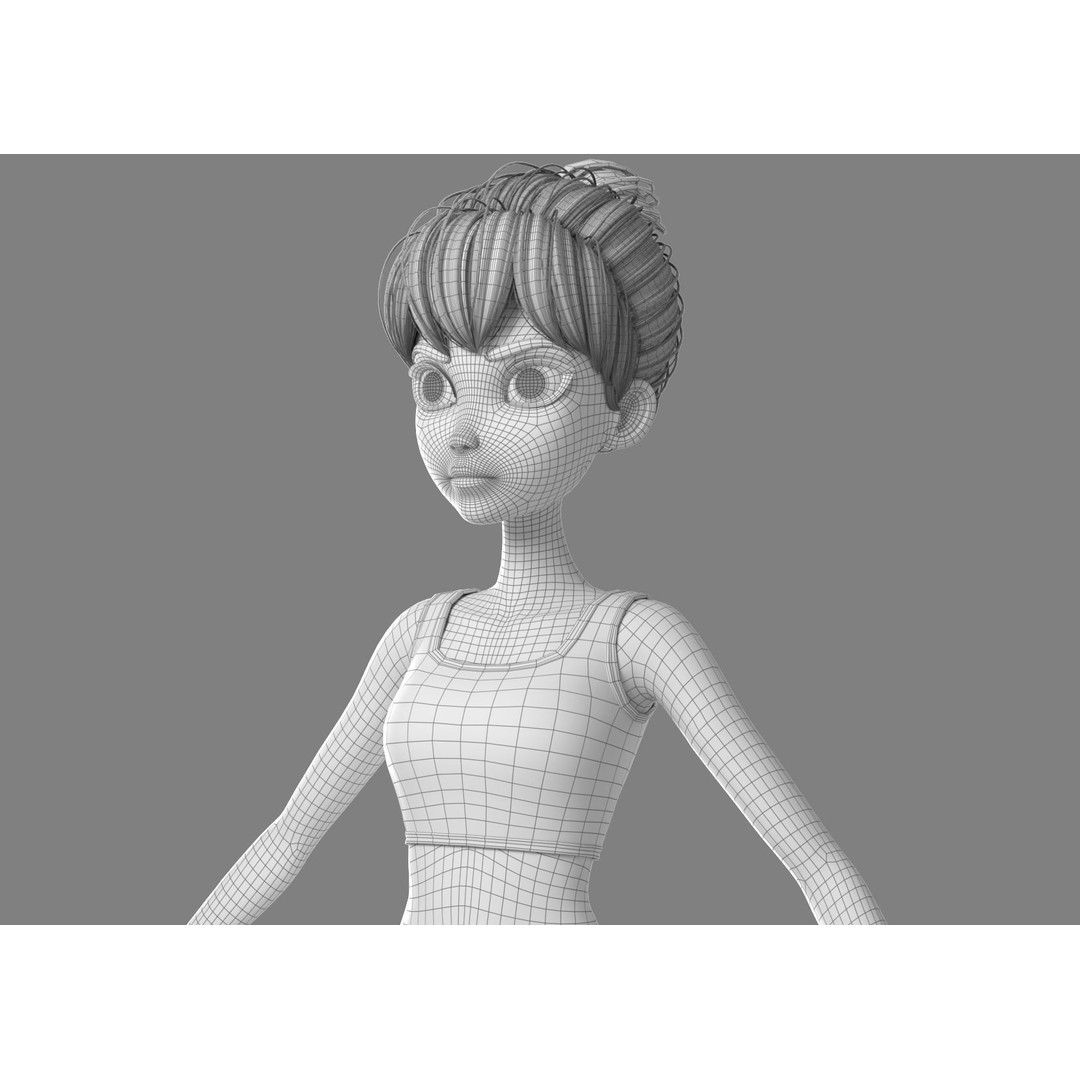 Cartoon Girl 3D Model – Rigged Character with PBR Textures, FBX - View 36