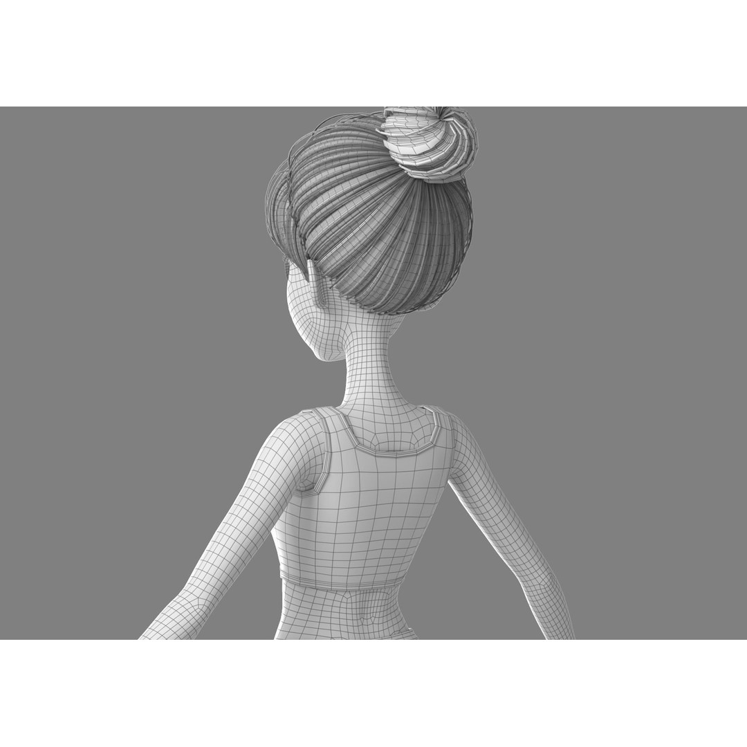 Cartoon Girl 3D Model – Rigged Character with PBR Textures, FBX - View 37