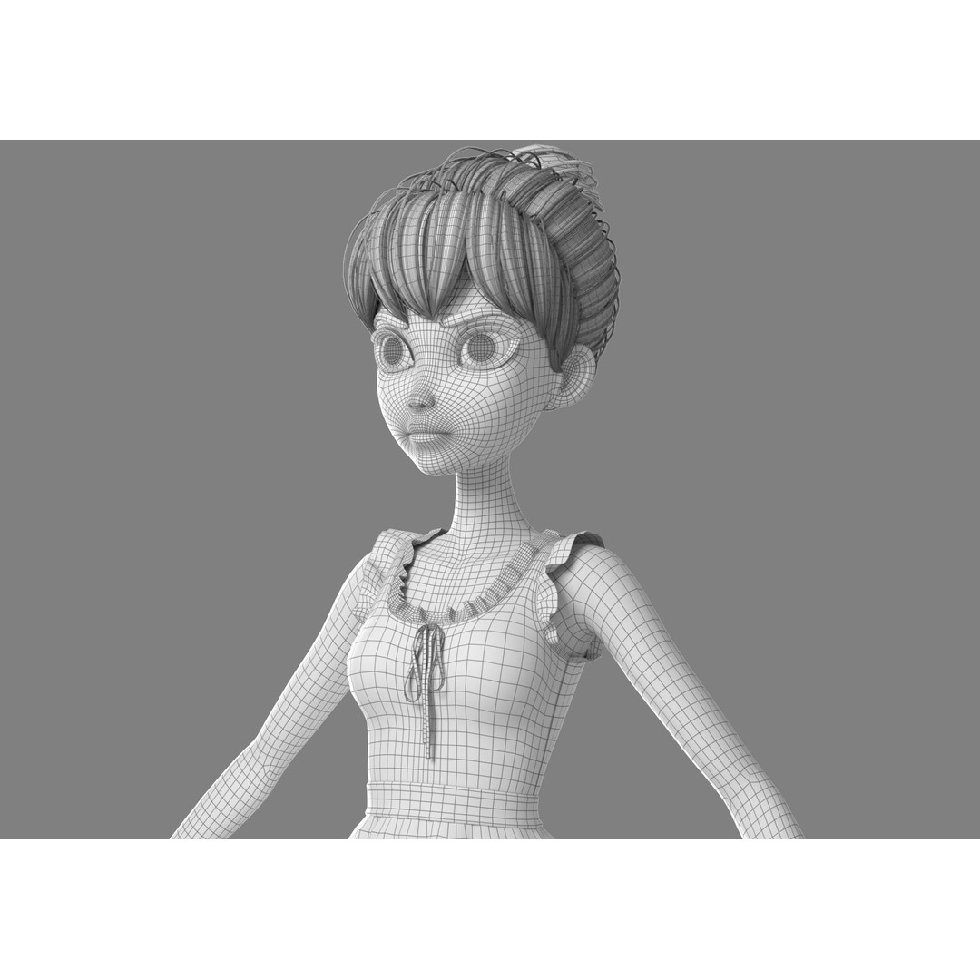 Cartoon Girl 3D Model – Rigged Character with PBR Textures, FBX - View 39