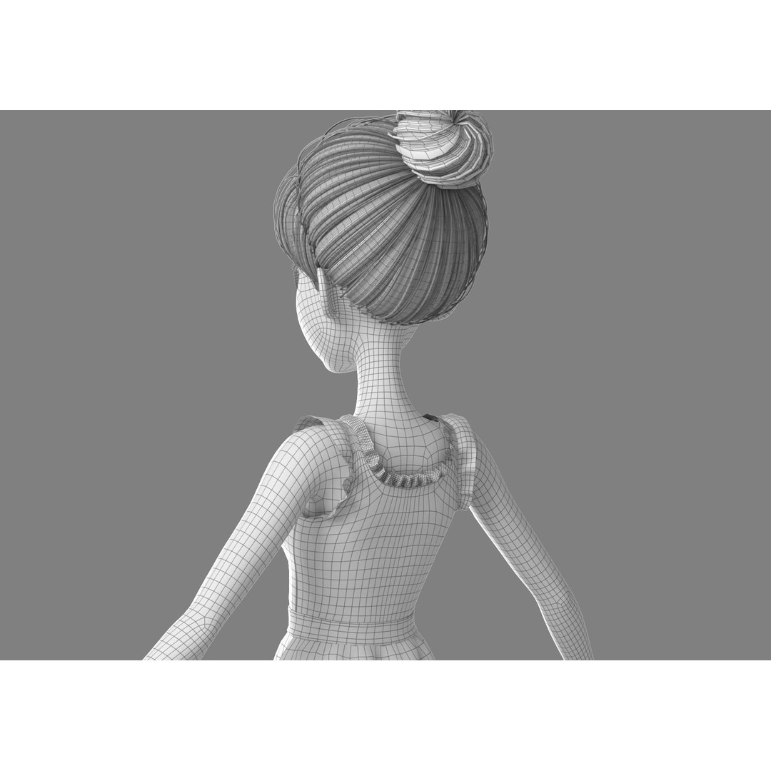 Cartoon Girl 3D Model – Rigged Character with PBR Textures, FBX - View 40