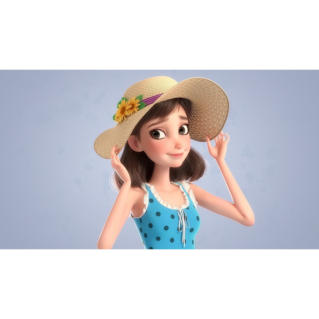 Cartoon Girl 3D Model – Rigged Character with PBR Textures, FBX - View 5