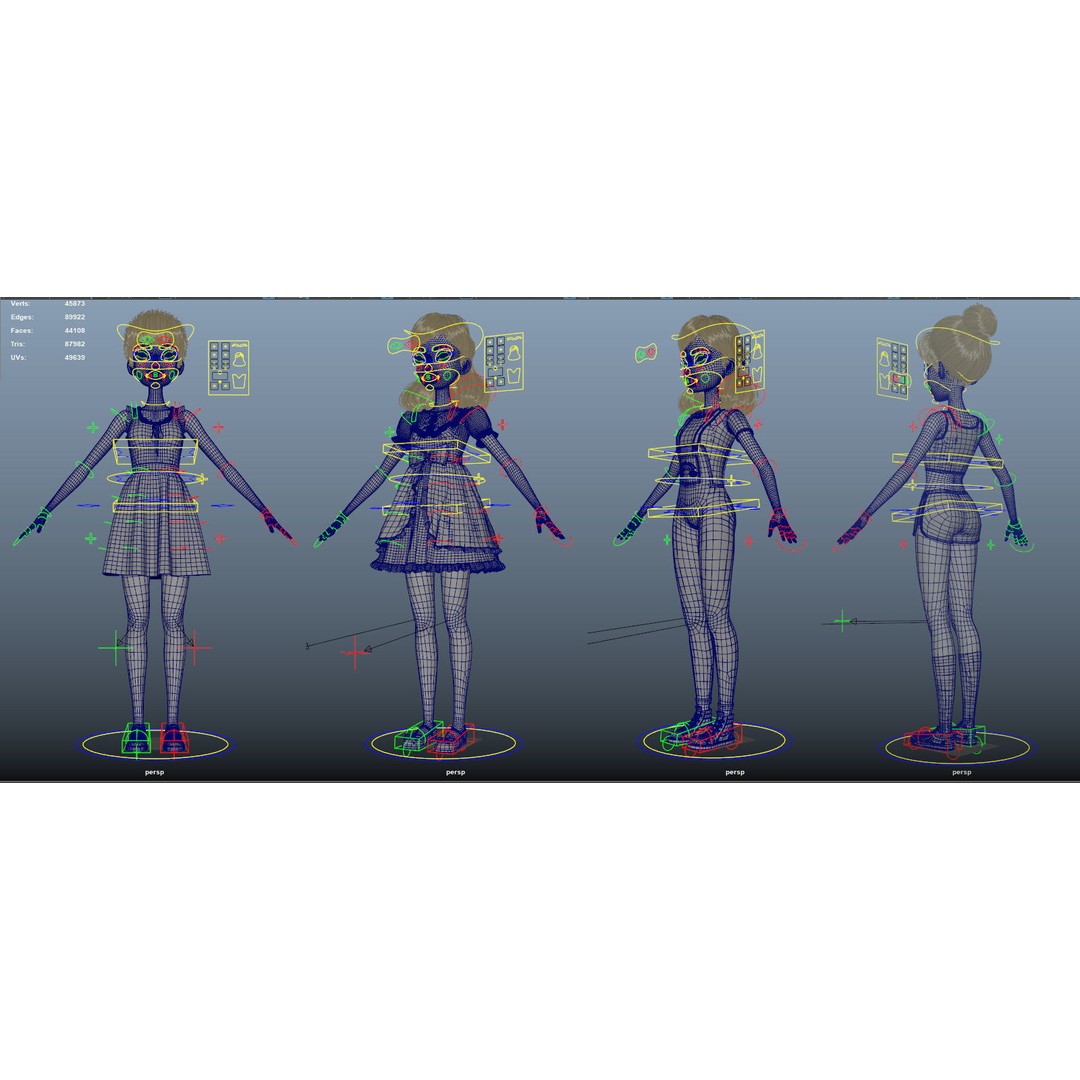 Cartoon Girl 3D Model – Rigged Character with PBR Textures, FBX - View 50