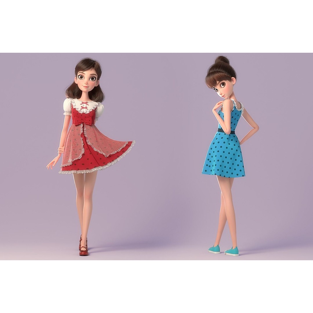 Cartoon Girl 3D Model – Rigged Character with PBR Textures, FBX - View 6