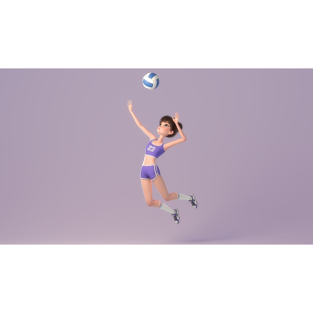 Cartoon Girl 3D Model – Rigged Character with PBR Textures, FBX - View 8