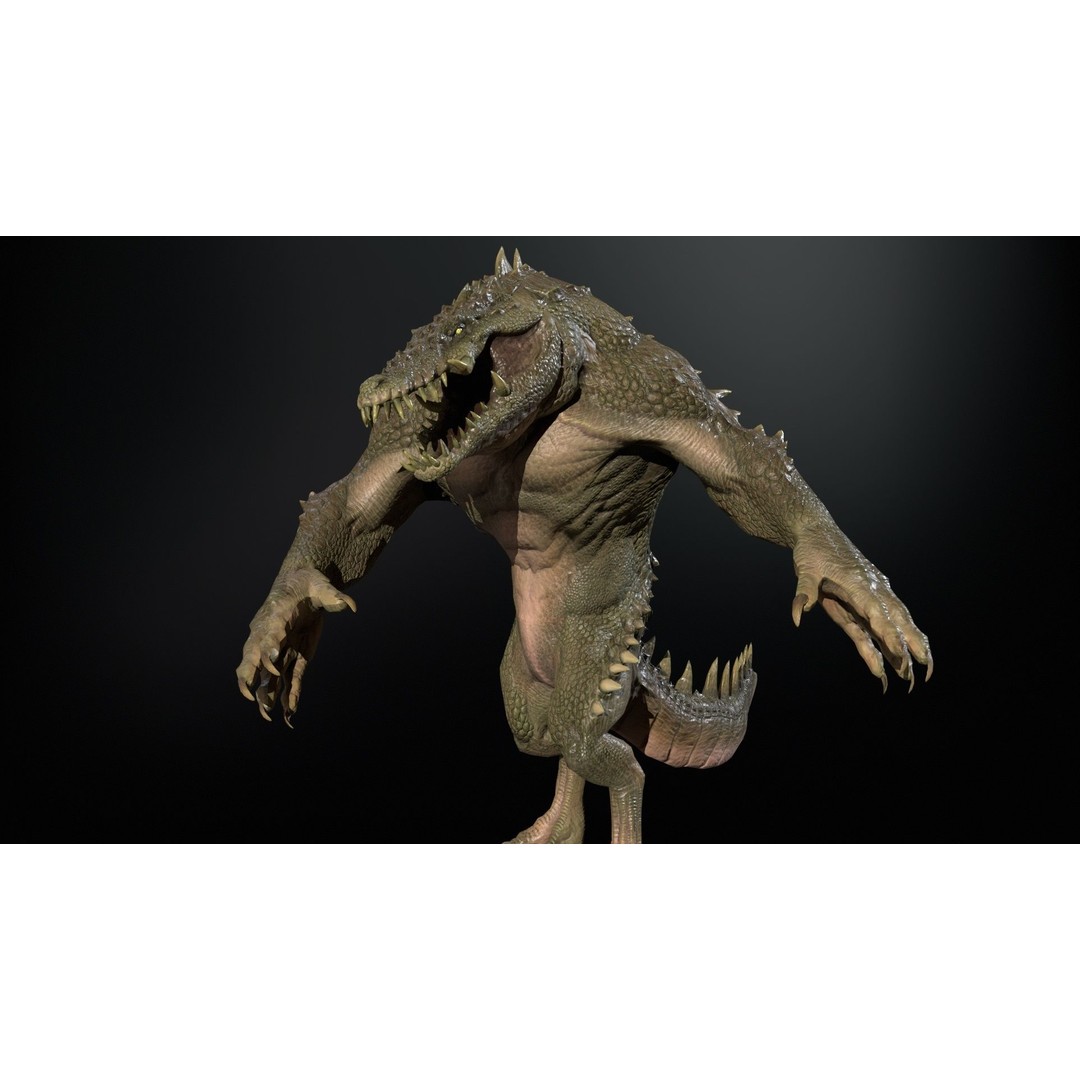 Mutant Crocodile 3D Model – Low Poly Rigged Character for Games - View 10