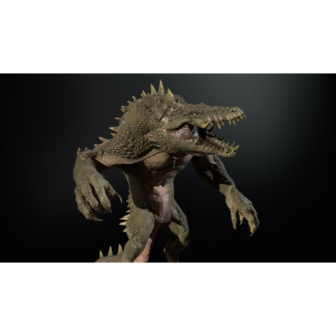 Mutant Crocodile 3D Model – Low Poly Rigged Character for Games - View 11