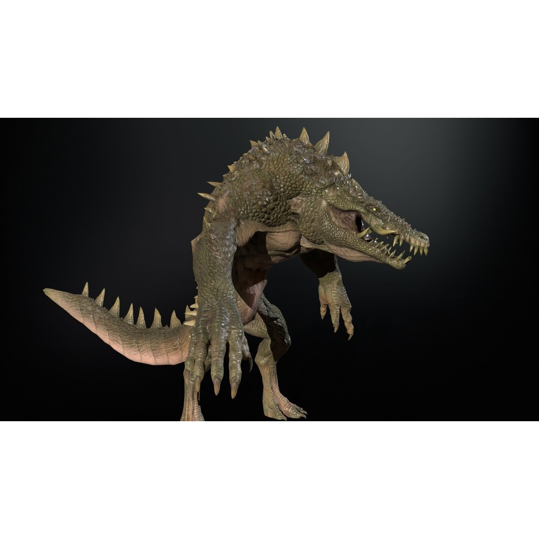 Mutant Crocodile 3D Model – Low Poly Rigged Character for Games - View 12