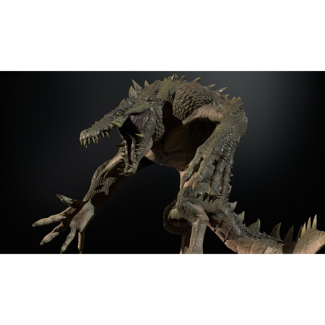 Mutant Crocodile 3D Model – Low Poly Rigged Character for Games - View 13