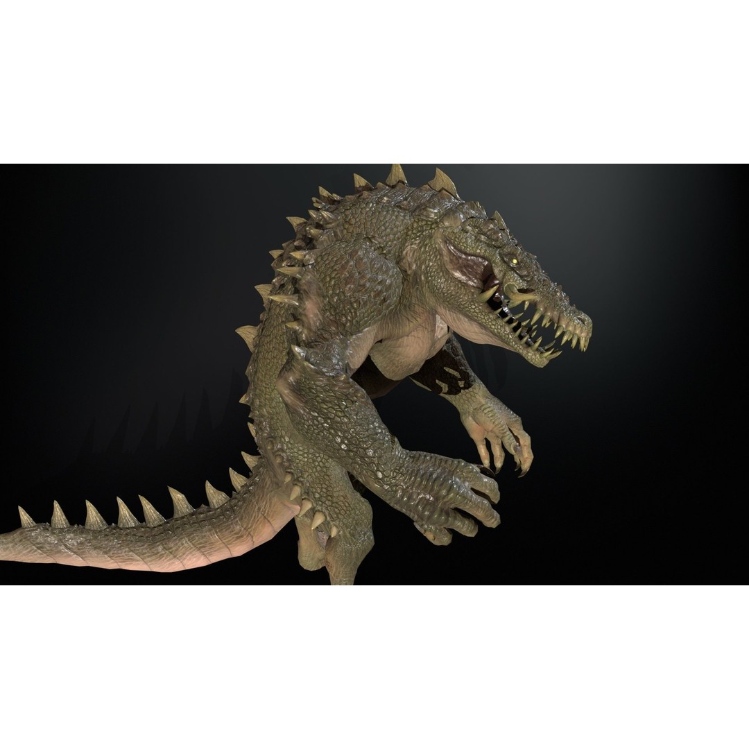Mutant Crocodile 3D Model – Low Poly Rigged Character for Games - View 15
