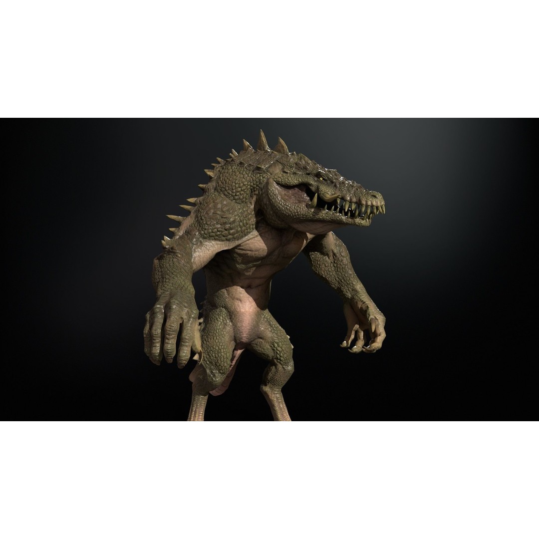 Mutant Crocodile 3D Model – Low Poly Rigged Character for Games - View 16