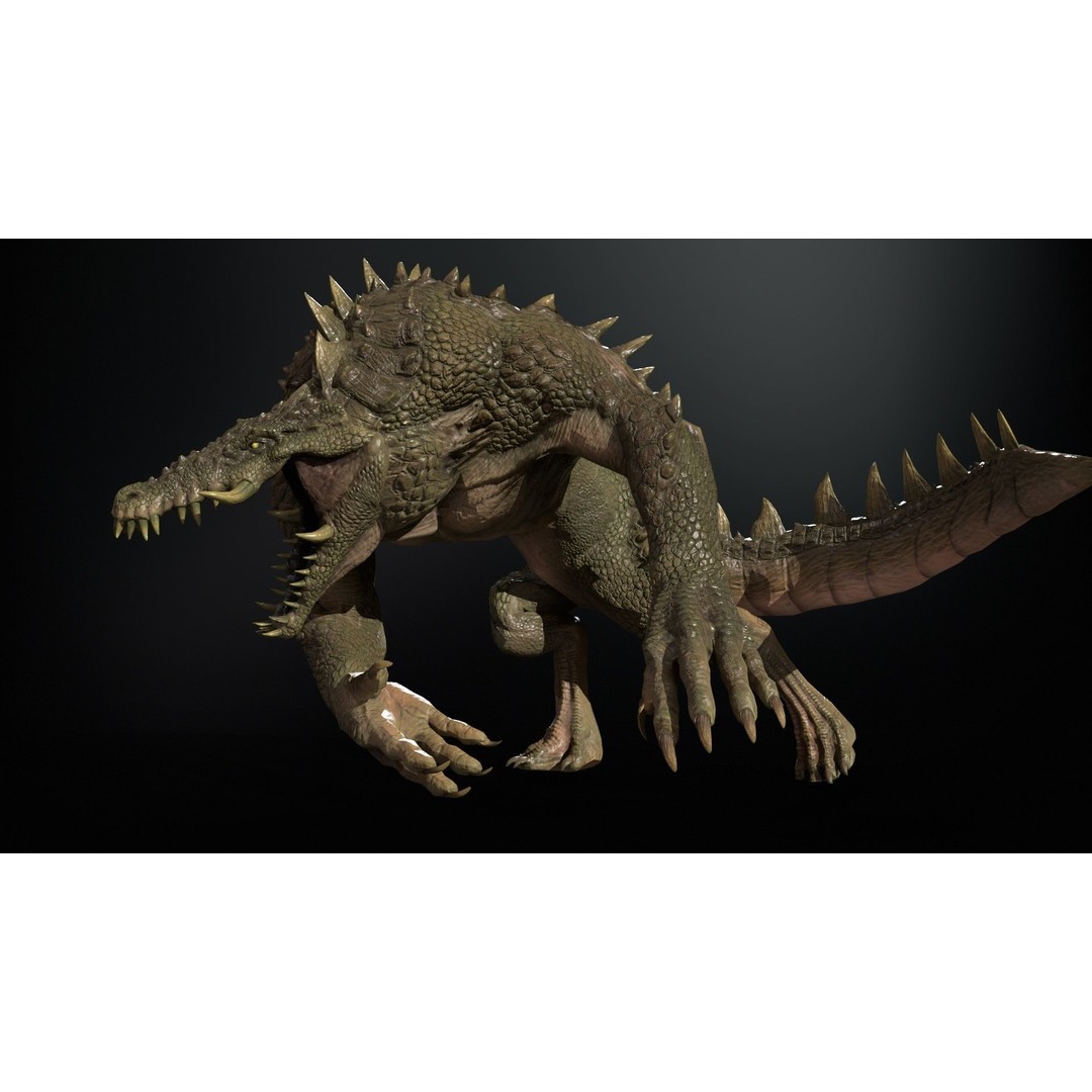 Mutant Crocodile 3D Model – Low Poly Rigged Character for Games - View 17