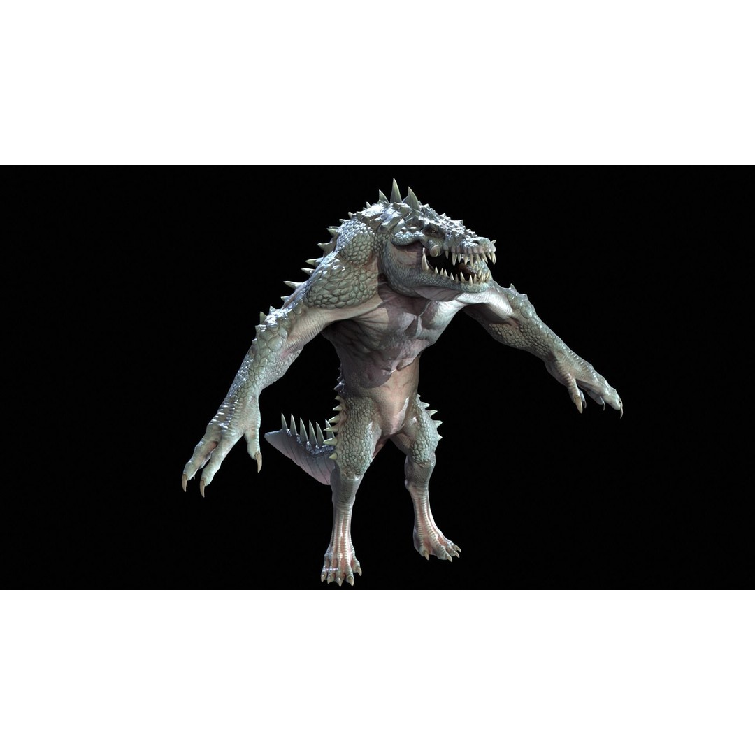 Mutant Crocodile 3D Model – Low Poly Rigged Character for Games - View 19