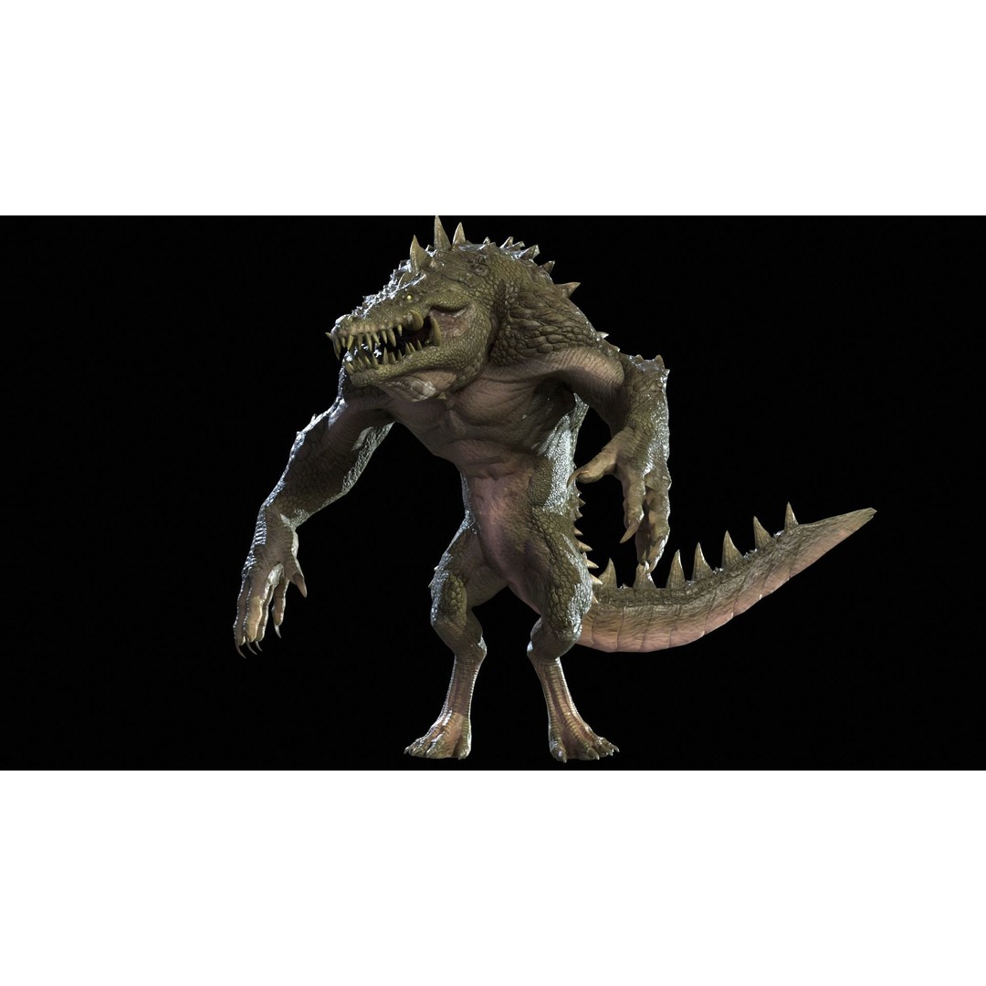 Mutant Crocodile 3D Model – Low Poly Rigged Character for Games - View 20