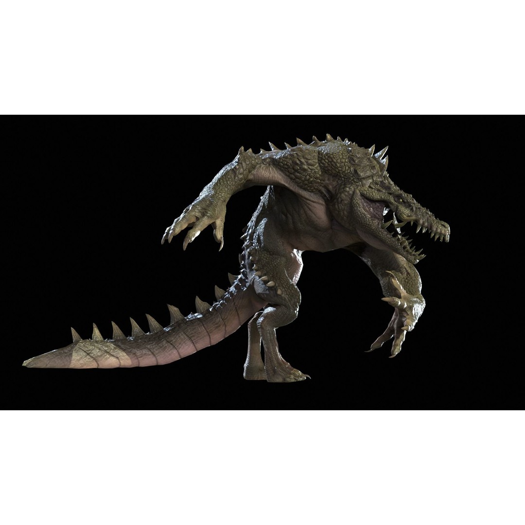 Mutant Crocodile 3D Model – Low Poly Rigged Character for Games - View 22