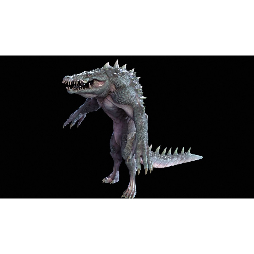 Mutant Crocodile 3D Model – Low Poly Rigged Character for Games - View 23