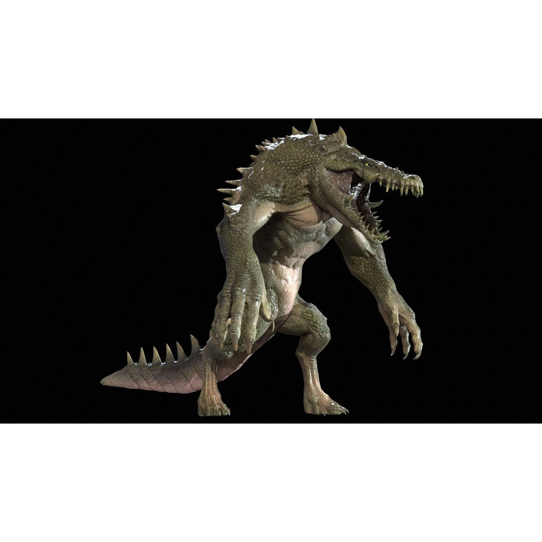 Mutant Crocodile 3D Model – Low Poly Rigged Character for Games - View 24