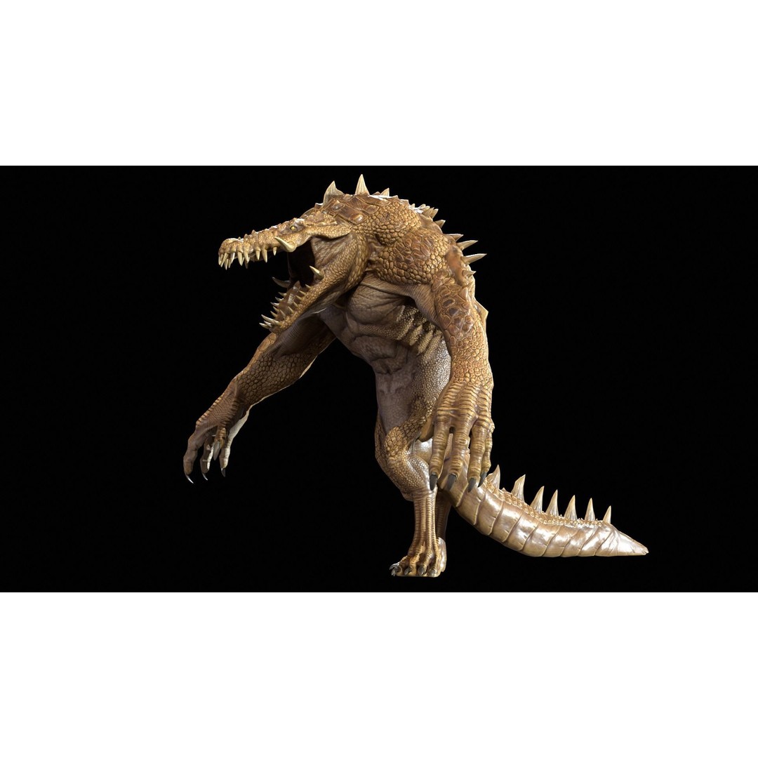 Mutant Crocodile 3D Model – Low Poly Rigged Character for Games - View 26