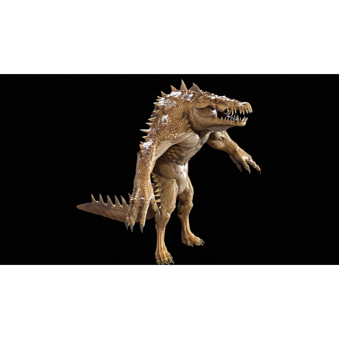 Mutant Crocodile 3D Model – Low Poly Rigged Character for Games - View 27