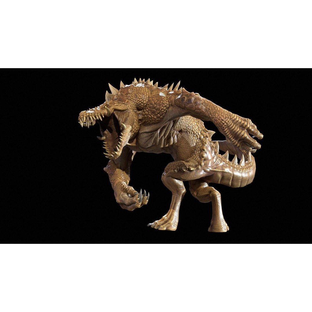 Mutant Crocodile 3D Model – Low Poly Rigged Character for Games - View 28