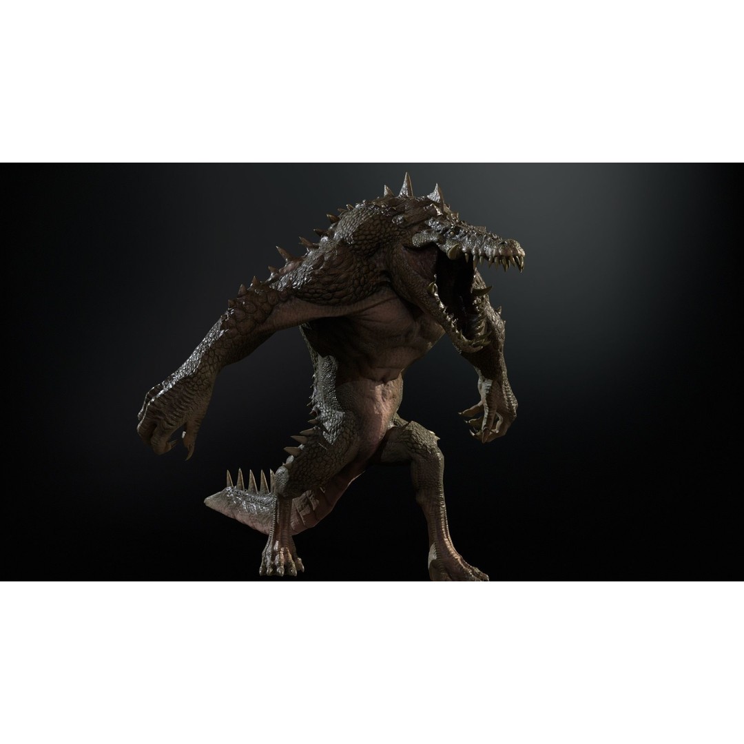 Mutant Crocodile 3D Model – Low Poly Rigged Character for Games - View 3
