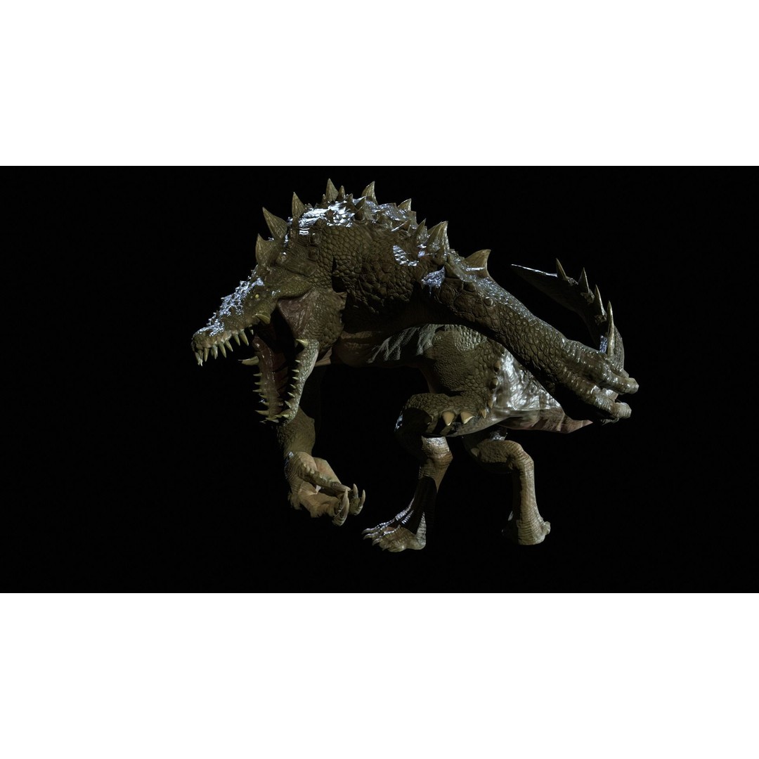 Mutant Crocodile 3D Model – Low Poly Rigged Character for Games - View 30