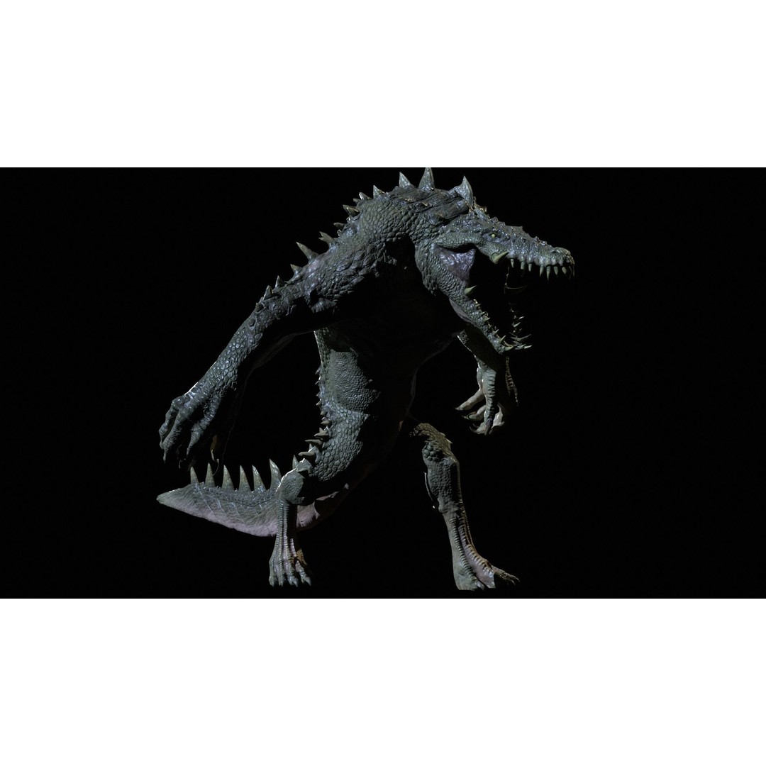 Mutant Crocodile 3D Model – Low Poly Rigged Character for Games - View 32