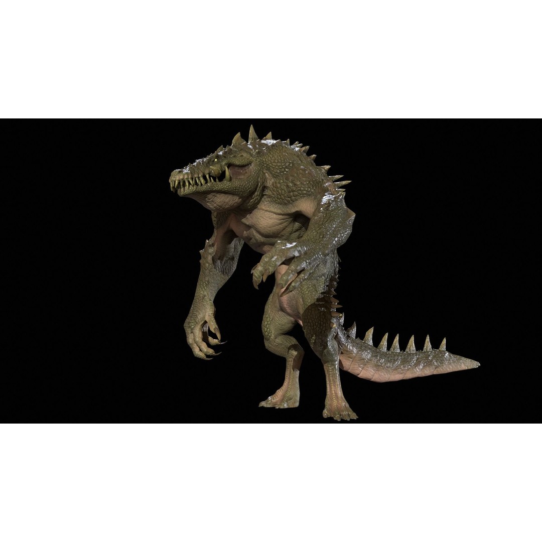 Mutant Crocodile 3D Model – Low Poly Rigged Character for Games - View 34