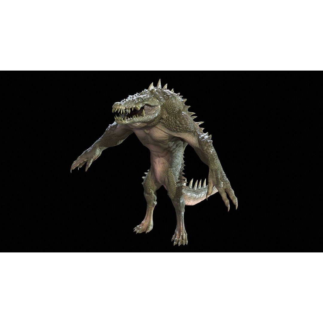 Mutant Crocodile 3D Model – Low Poly Rigged Character for Games - View 35