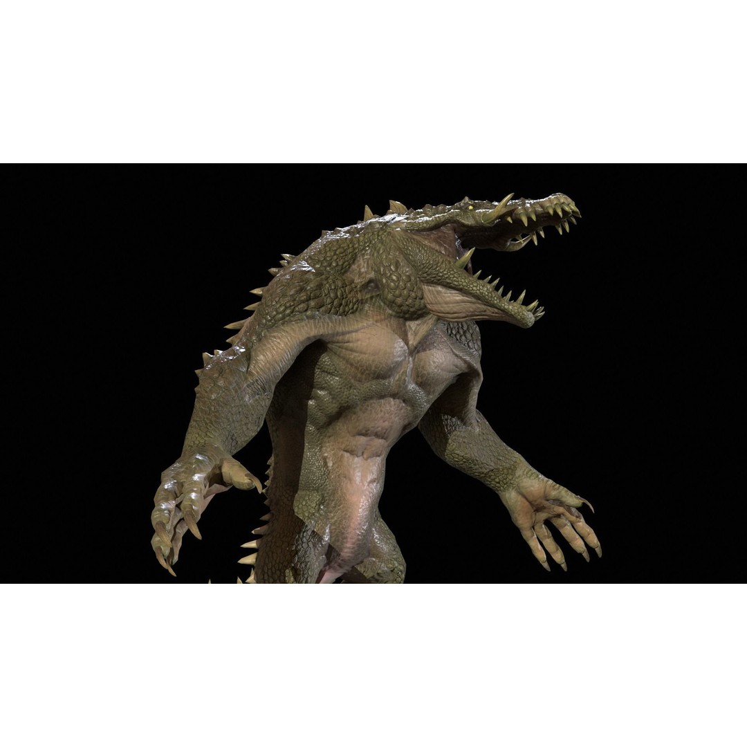 Mutant Crocodile 3D Model – Low Poly Rigged Character for Games - View 36