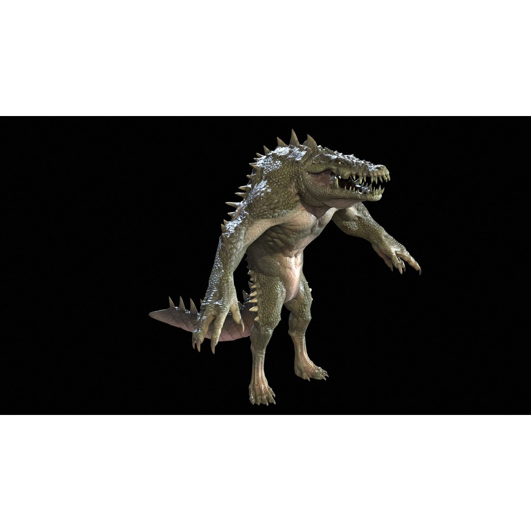 Mutant Crocodile 3D Model – Low Poly Rigged Character for Games - View 37