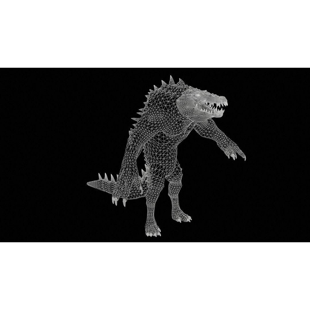 Mutant Crocodile 3D Model – Low Poly Rigged Character for Games - View 39