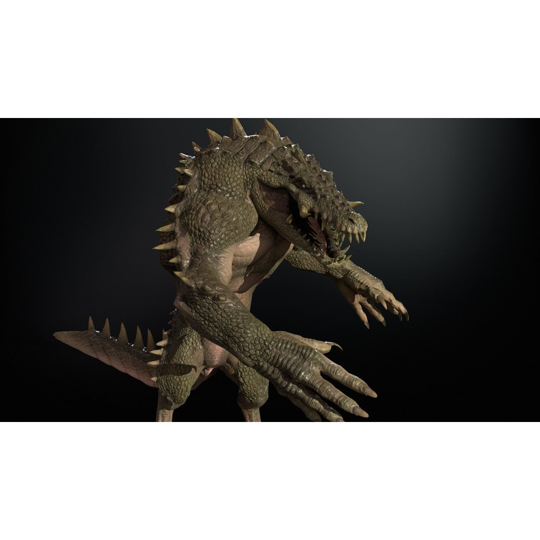 Mutant Crocodile 3D Model – Low Poly Rigged Character for Games - View 4