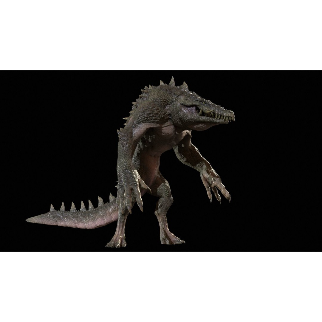 Mutant Crocodile 3D Model – Low Poly Rigged Character for Games - View 40