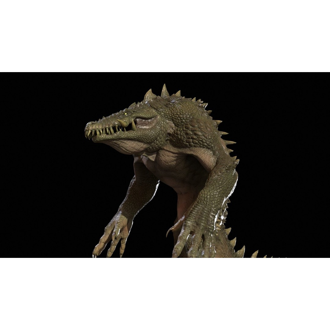 Mutant Crocodile 3D Model – Low Poly Rigged Character for Games - View 42