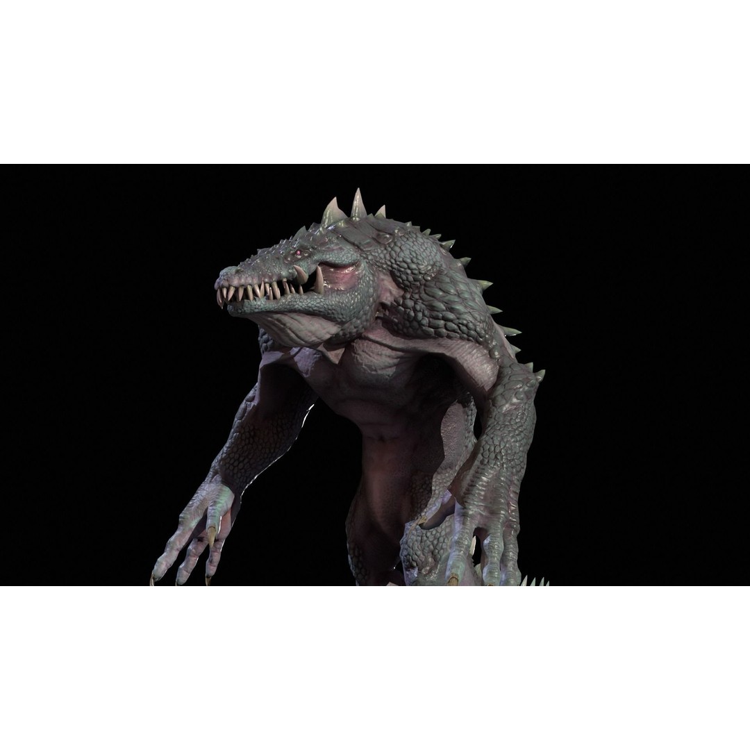 Mutant Crocodile 3D Model – Low Poly Rigged Character for Games - View 43
