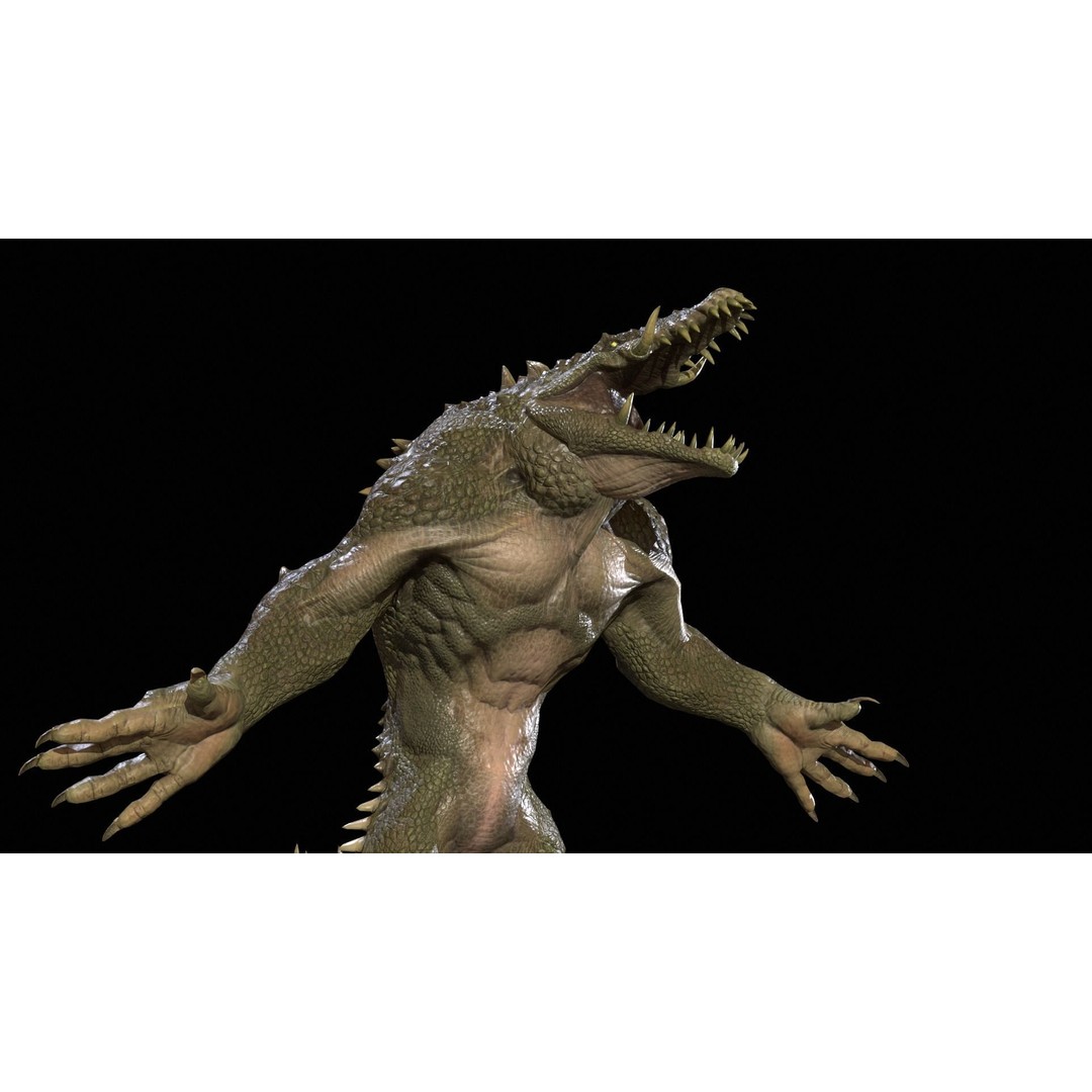 Mutant Crocodile 3D Model – Low Poly Rigged Character for Games - View 45