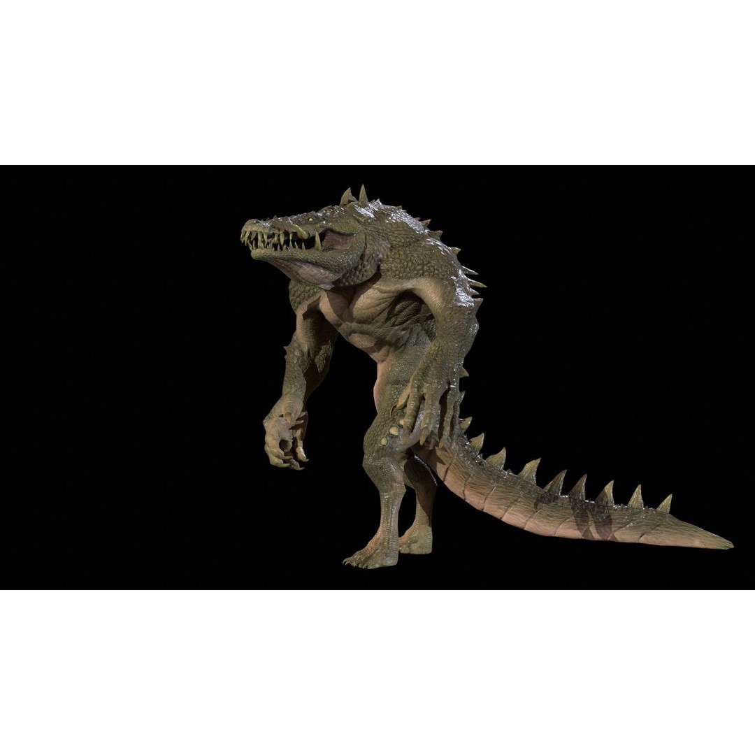 Mutant Crocodile 3D Model – Low Poly Rigged Character for Games - View 46