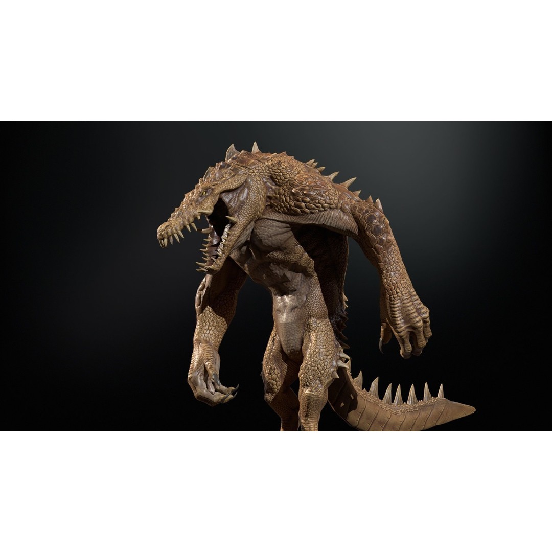 Mutant Crocodile 3D Model – Low Poly Rigged Character for Games - View 5