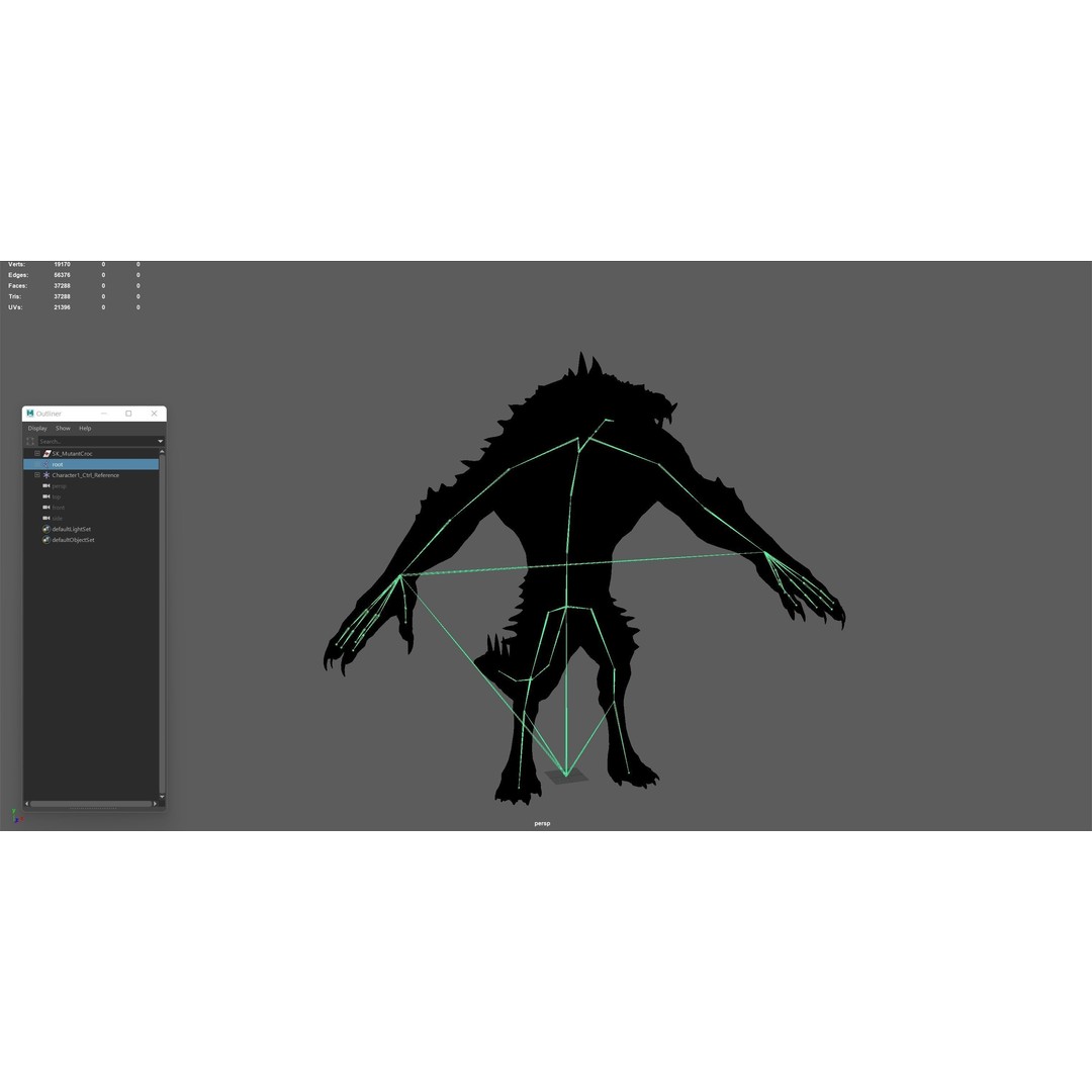 Mutant Crocodile 3D Model – Low Poly Rigged Character for Games - View 50