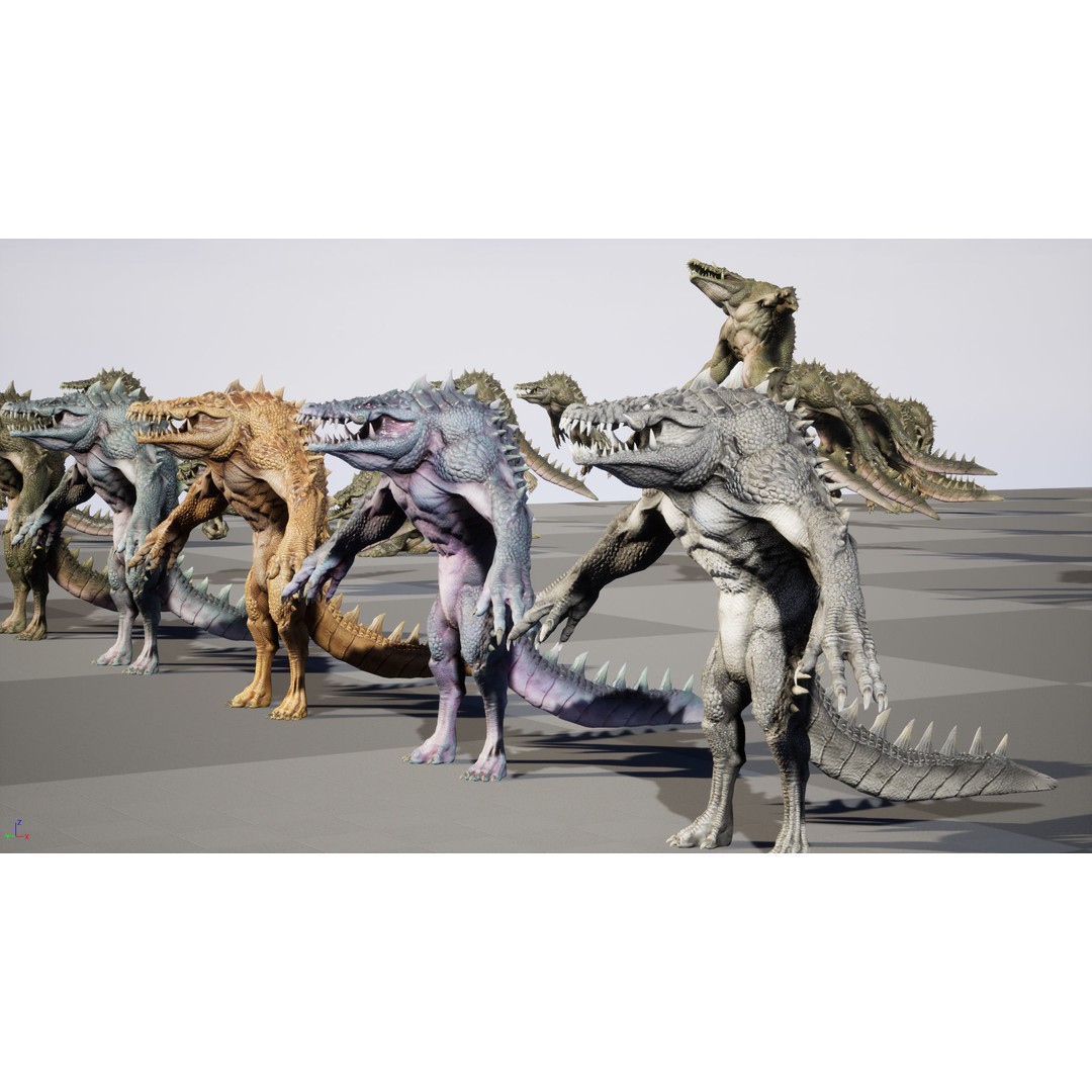 Mutant Crocodile 3D Model – Low Poly Rigged Character for Games - View 52