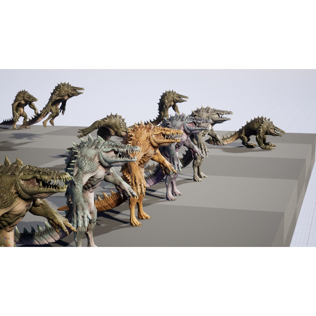 Mutant Crocodile 3D Model – Low Poly Rigged Character for Games - View 55