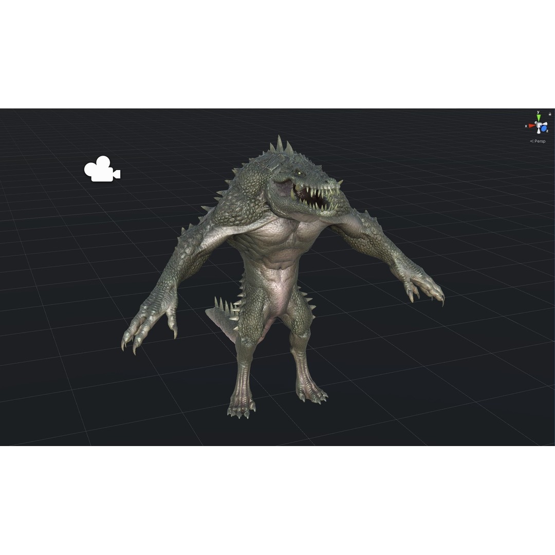 Mutant Crocodile 3D Model – Low Poly Rigged Character for Games - View 57