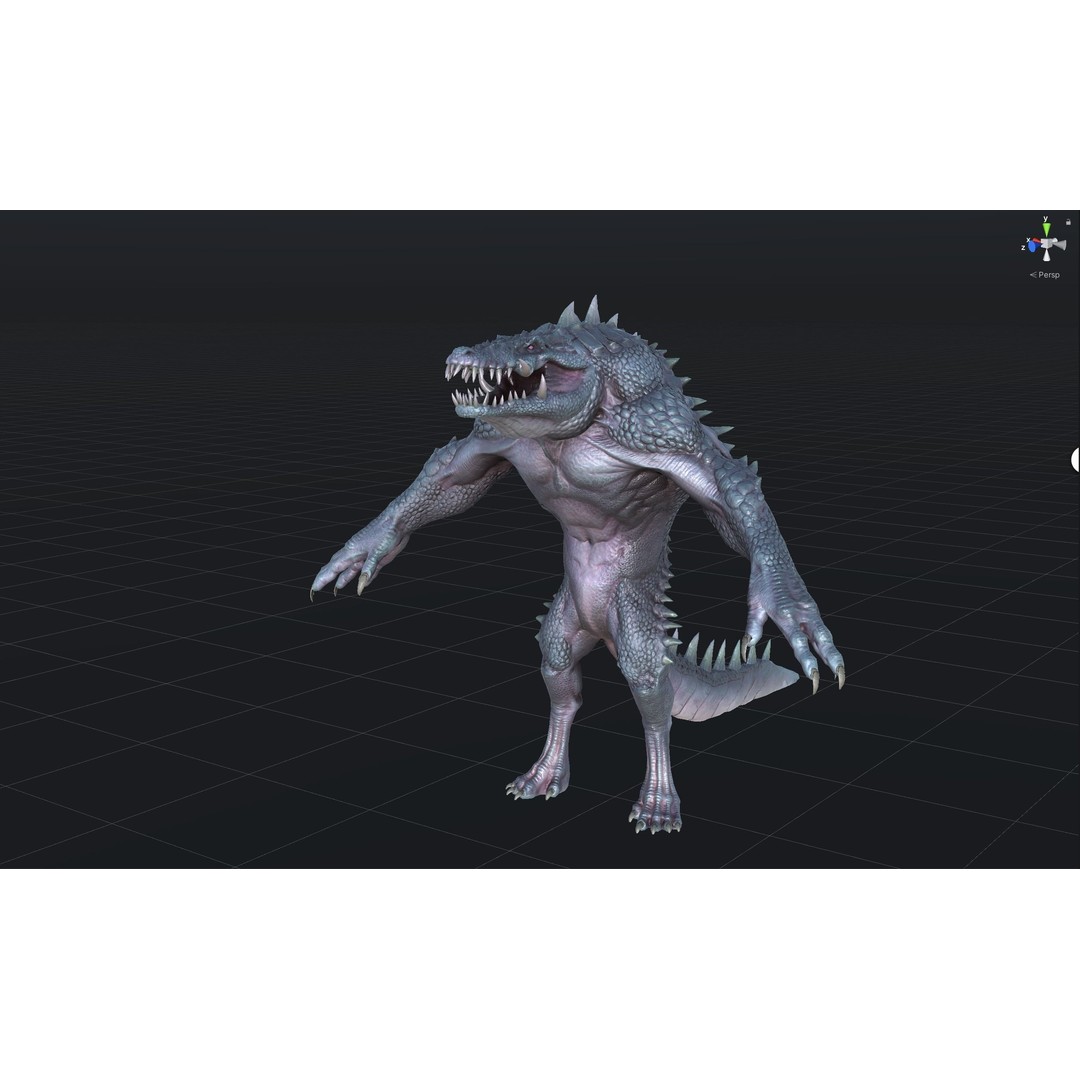Mutant Crocodile 3D Model – Low Poly Rigged Character for Games - View 59